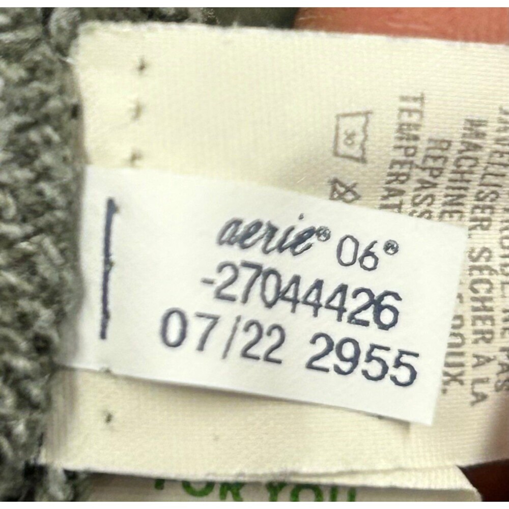 Aerie Womens Large Down To Earth Oversized Quarter Zip Olive Green Sweatshirt - Picture 7 of 7